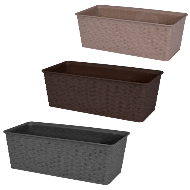 Rectangular Rattan Planter Pot Elegant Large Plant Flower Indoor Outdoor Garden