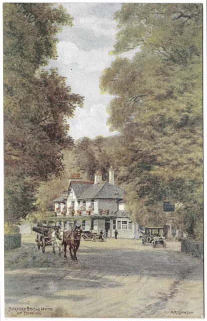 Burford Bridge Hotel at Dorking by A R Quinton unused 1920s - Salmon 1525