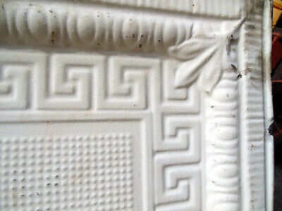 SALE Antique Art Deco Ceiling Tin Tile Greek Key Fret Egg Dart Chic Fleur De Li 2