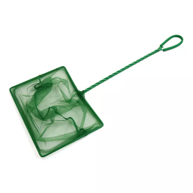 8" Width Green Plastic Coated Handle Fish Shrimp Skimming Net for Betta Aquarium