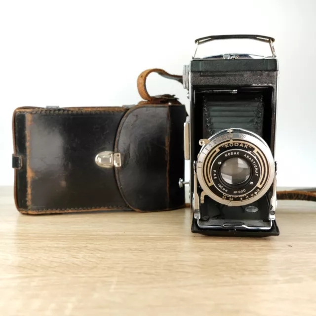 Kodak Six-20 Model B - 1930's Folding Camera with Leather Case, Collectors, Prop