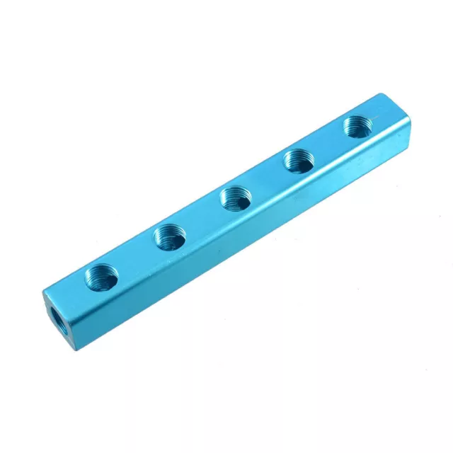 A● Blue Aluminum Quick Connect 5 Way Air Manifold Splitter