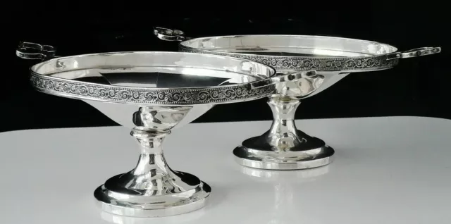 Pair of Attractive Sterling Silver Pedestal Dishes, Docker & Burn Ltd 1929