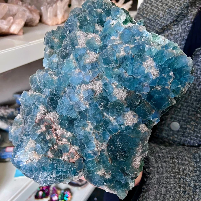 19LB  New Find sky blue Phantom Quartz Crystal Cluster Mineral Specimen 3