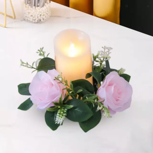 Artificial Rose Candle Rings Small Wreath Pillar Candle