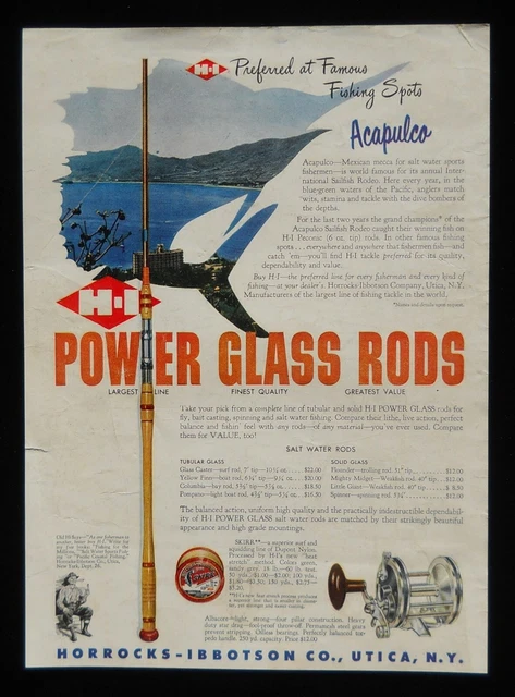 Publicité Vintage 1956 - Canne à Pêche Horrocks-Ibbotson Power Verre