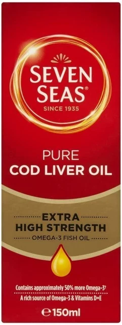 Seven Seas Pure Cod Liver Oil Omega 3 Extra High Strength - 150ml