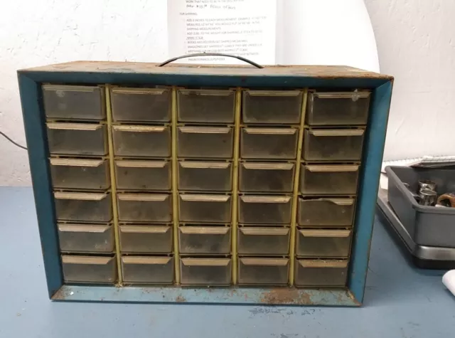 Vintage 24 Drawer Metal Akro-Mills Small Parts Storage Organizer Cabinet Bin  USA