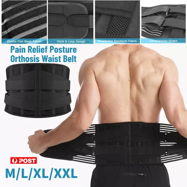 Neoprene Double Pull Lumbar Lower Back Support Belt Brace For Spine Posture Pain