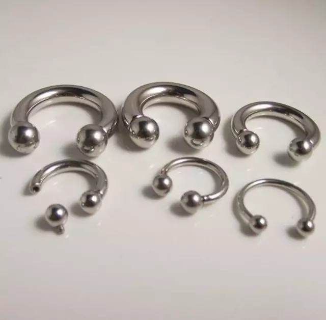 Large Gauge Circular Barbell Horseshoe Bar Lip Nose Septum Ear Ring 1.6mm-10mm