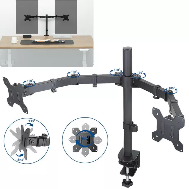 2-Fach-Monitor Halterung Halter Tischhalterung Desk Mount Bracket 15 - 30 Inch