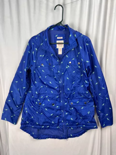 Mossimo Supply Co Rain Coat Jacket Long Sleeve Blue Bird Large Novelty Nature