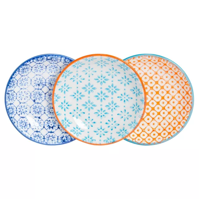 3x Hand-Printed Sauce Dishes Japanese Porcelain Snack Salsa Dip 10cm 3 Colours