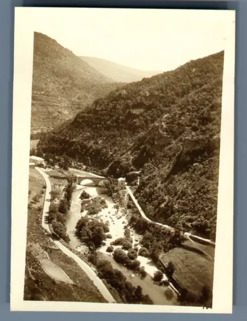 France, Gorges du Tarn, Roque Sainte Marie  Vintage silver print.  Tirage arge