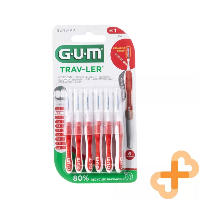 Gum Travler Interdentalbürste 0,8 MM 6 Stück Antibakteriell Ergonomisch Griff