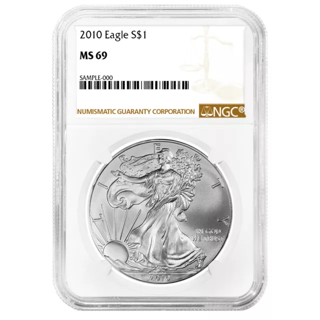 2010 $1 American Silver Eagle NGC MS69 Brown Label