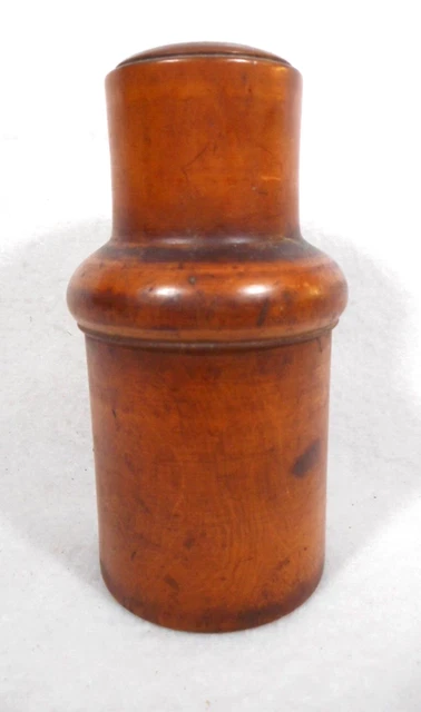 Late 18th Century Handmade Wood Screw Top Storage Container