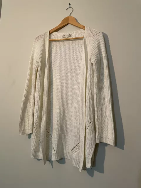 Women's White Knit Cardigan Size Small Long Sleeve