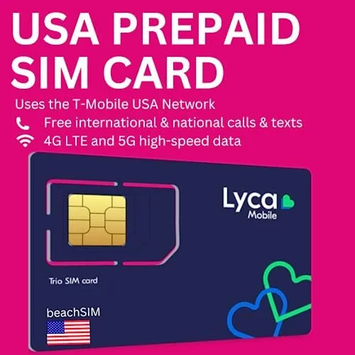 Lycamobile USA Carte SIM 6GB prépayée avec Hawaii & Puerto Rico  Données Mobile