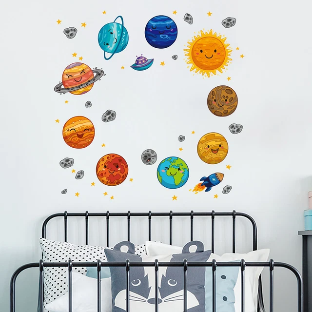 4 SHEET SOLAR System Wall Stickers, Space Stickers, Removable