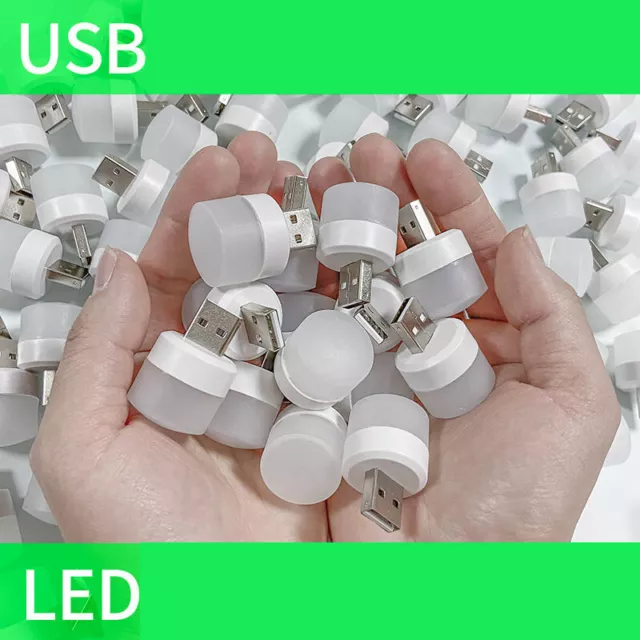 10 PIEZAS USB LED Luz nocturna Lámpara de mesa de protección ocular Plug-in Atmósfera Mini Lámpara 3