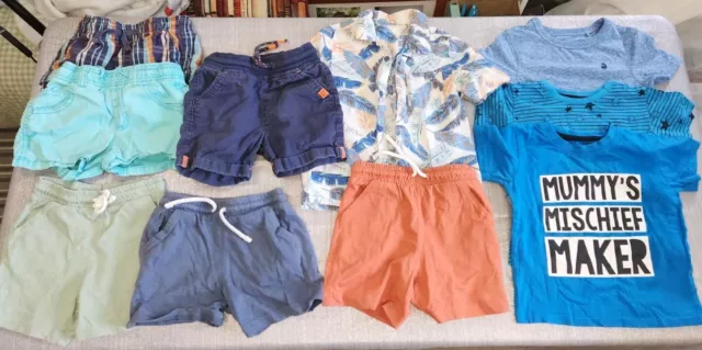 Toddler Boy 18-24 months clothes bundle 10 items summer shorts, shirt & t-shirts
