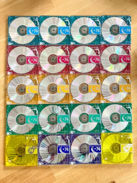 20 Axia Minidisc 74 min inkl. Ständer Axia Happy Colors MD Mini Disc