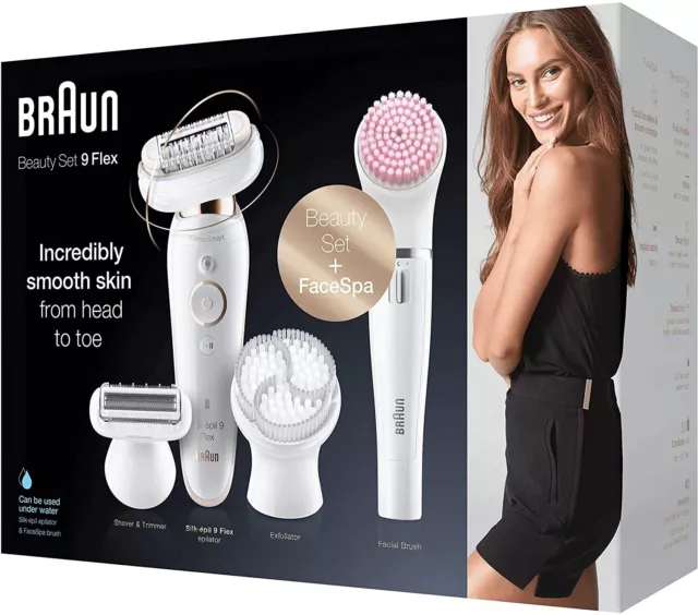 Braun Silk-épil 9 Flex 9100 Beauty-Set – Epilierer für Frauen mit flexiblem Kopf