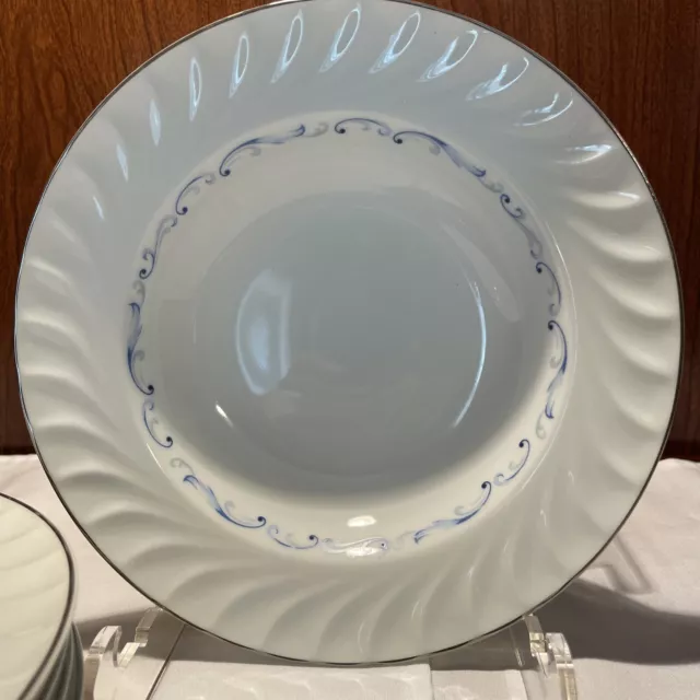 Set Of 5 Rim Soup Bowls Celebrity Fine China Evening Tide Pattern 8 1/4”