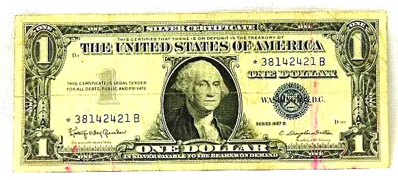 1957 B Star Note $1 One Dollar Bill Silver Certificate Note BLUE SEAL. V3