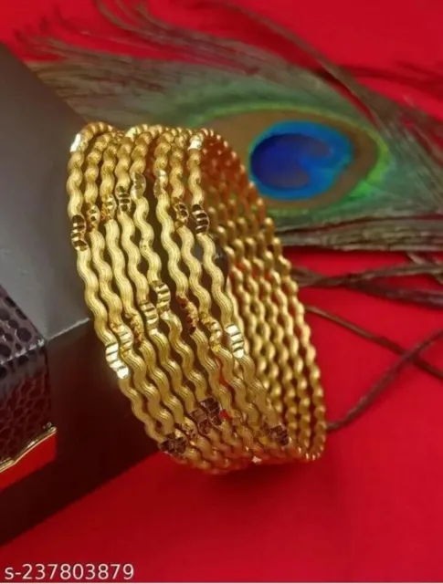 Indian Traditional 22K Gold Plated 8 Pcs Bracelets