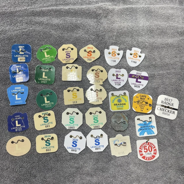 BRASS LAVALLETTE  NEW  JERSEY  SEASONAL  BEACH   BADGES/TAGS And More