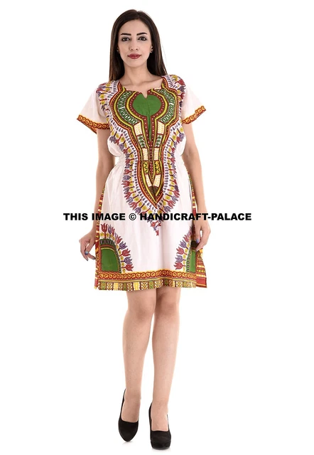 WOMENS TRADITIONAL AFRICAN Print Dashiki Hippe Gypsy Party Mini Dress