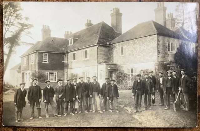 Rppc Renovation Workers & Labourers Outside Large Property Unknown Location 1910