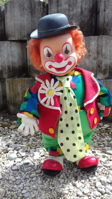 Ancien Jouet Clown à Ressort Sonore - Celluloïd - Années 30 - Original