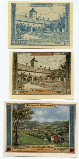 NOTGELD-Serienscheine- Waldhausen/Österreich-Set 3 Scheine- 1919-20+50+80 Heller