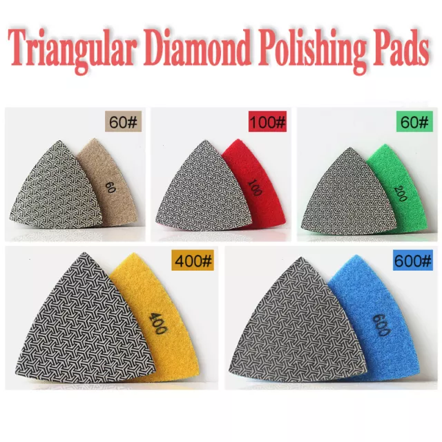 60-600# Diamond Triangular Sanding Pad Granite Marble Glass Sanding Polishing