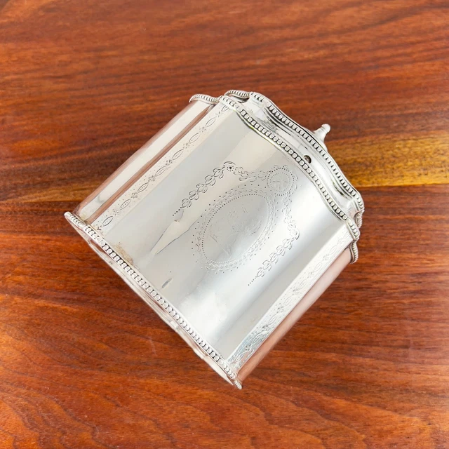 Rare William Plummer Georgian Sterling Silver Tea Caddy Box Heraldic London 1785