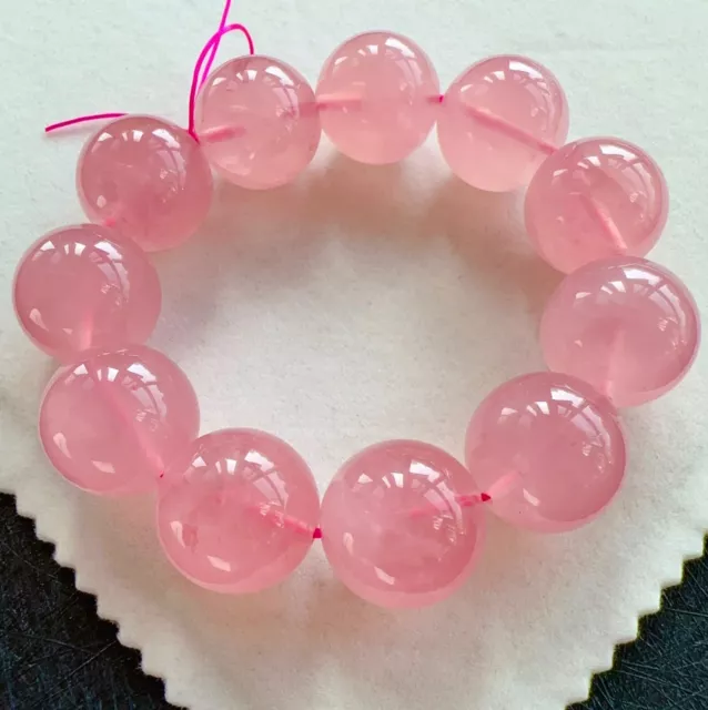 20mm Natural Pink Rose Madagascar Crystal Beads Bracelet AAAA