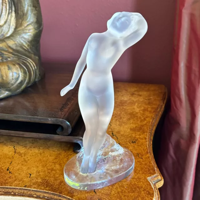 LALIQUE "Danseuse Bras Baisse" Nude Dancer Frosted & Clear Glass #11910