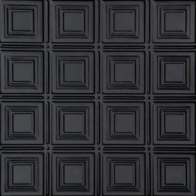 FROM PLAIN TO BEAUTIFUL Drop Ceiling Tile Shanko Satin Black (48-Sq-Ft/Case)