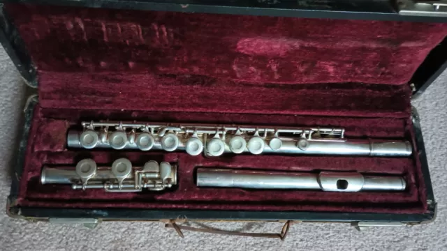 I M Grassini Flute Milano Italy 85388 6 In Red Velvet Case Silver Plated