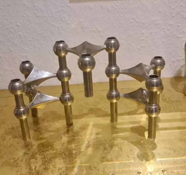 5 Kerzenhalter BMF Nagel Quist Metall Design Stecksystem Vintage Kerzenständer