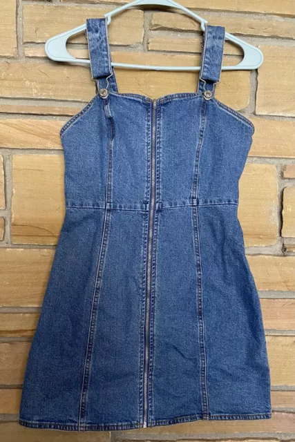 Forever 21 Womens Juniors Size M Denim Romper Jumper Skirt Spring Summer Dress