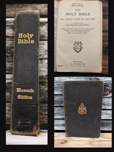 1940 The Holy Bible The Great Light In Masonry Masonic Edition Freemasonry