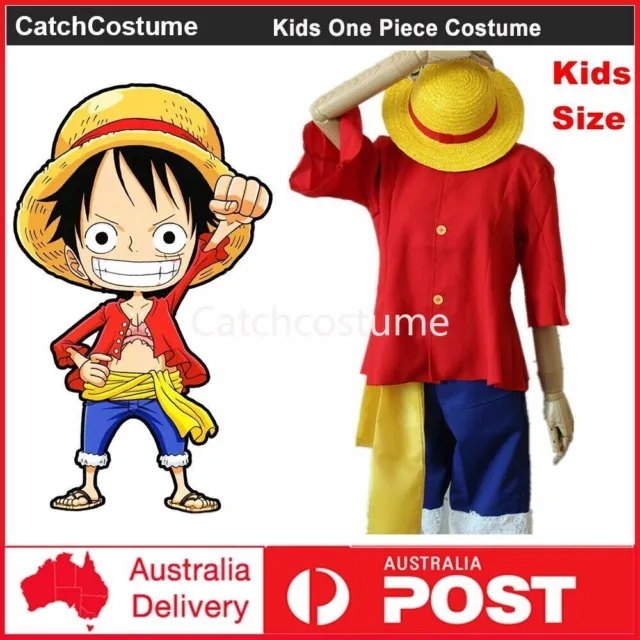 Kids One Piece Monkey D Luffy 2 Years Later Cosplay Costume with Hat Boys Outfit