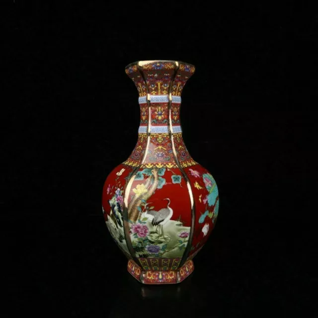 Chinese Enamel Color Porcelain Hand Painted Exquisite Flowers birds Vase