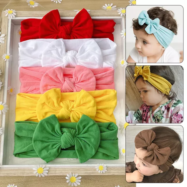 3Pcs/Set Cute Bowknot Baby Headband Soft Nylon Elastic Newborn Infant Hairband ♧