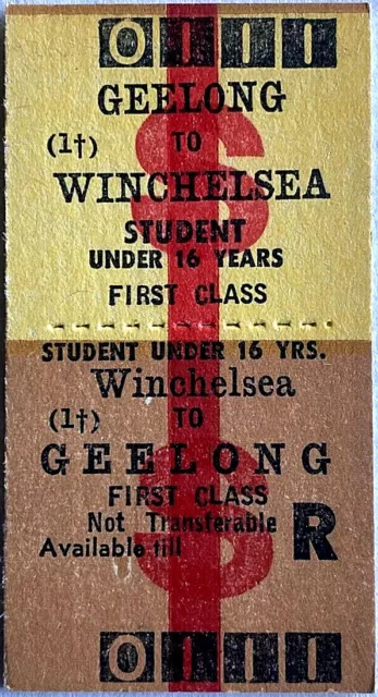 VR Ticket - GEELONG (1) to WINCHELSEA - Student Under 16 - 1st Class Return