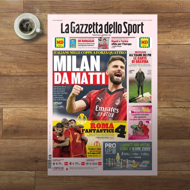 ANTEPRIMA - La Gazzetta del 12 febbraio - La Juve non gioca, il Milan vince a Udine e va in vetta